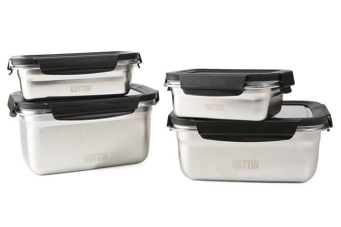 Quttin Fiambre Acero 2.6L para Microondas y Horno 23 cm x 17.9 cm x 11.6 cm (12 Unidades)