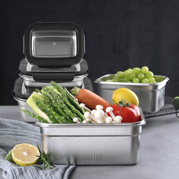 Quttin Fiambre Acero 2.6L para Microondas y Horno 23 cm x 17.9 cm x 11.6 cm (12 Unidades)