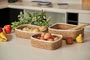 Privilege Set de 3 Cestas Rectangulares de Mimbre, Medidas: 26 x 20 cm, 23 x 17 cm y 20 x 15 cm (4 Cajas)