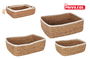Privilege Set de 3 Cestas Rectangulares de Mimbre, Medidas: 26 x 20 cm, 23 x 17 cm y 20 x 15 cm (4 Cajas)