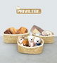 Privilege Set de 3 Cestas Rectangulares de Mimbre, Medidas: 26 x 20 cm, 23 x 17 cm y 20 x 15 cm (4 Cajas)