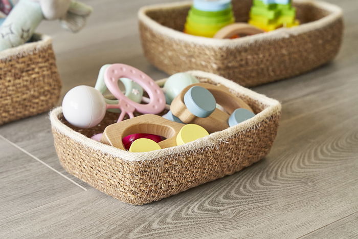 Privilege Set de 3 Cestas Rectangulares de Mimbre, Medidas: 26 x 20 cm, 23 x 17 cm y 20 x 15 cm (4 Cajas)