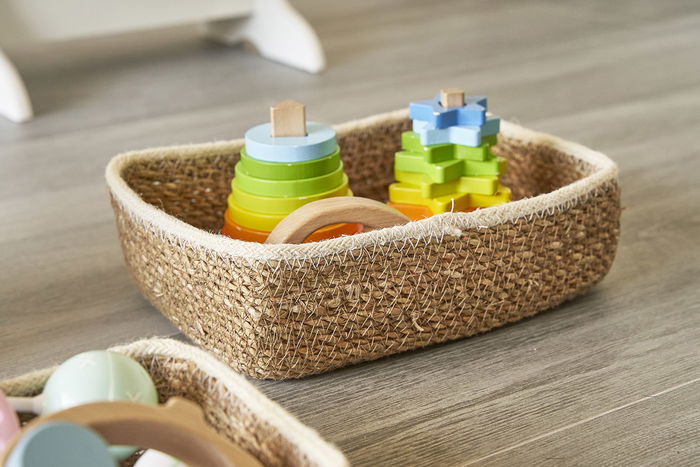 Privilege Set de 3 Cestas Rectangulares de Mimbre, Medidas: 26 x 20 cm, 23 x 17 cm y 20 x 15 cm (4 Cajas)