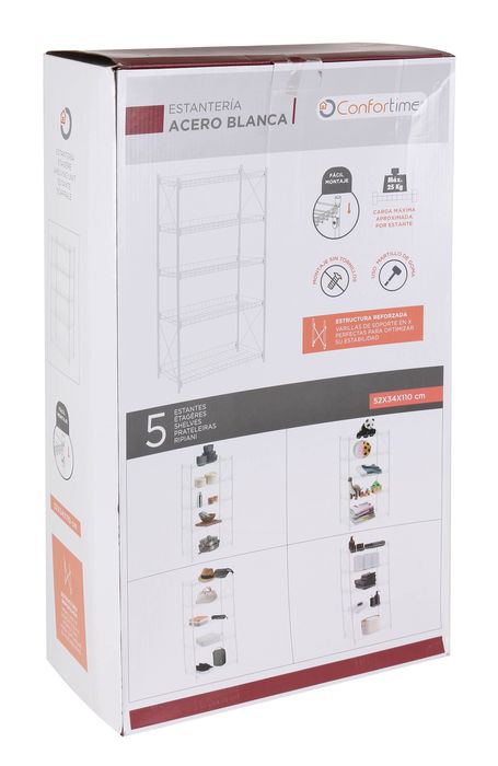 Confortime Estantería 5 Niveles Metal 52 x 34 x 110 cm (2 Unidades)