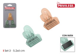 Wooow Set 3 Pinzas Cierra-Bolsas con Imán Iman Privilege