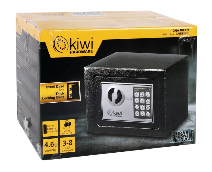 Kiwi Caja Fuerte 4.6L con Dimensiones 26 cm Ancho x 20 cm Alto x 20 cm Largo