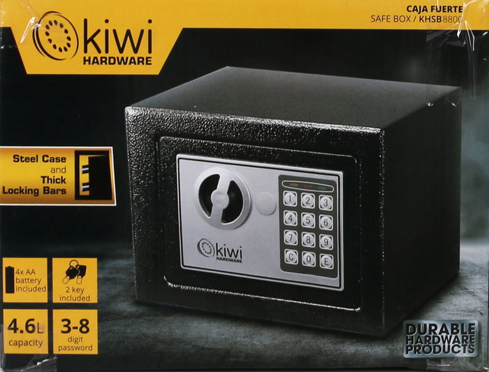 Kiwi Caja Fuerte 4.6L con Dimensiones 26 cm Ancho x 20 cm Alto x 20 cm Largo