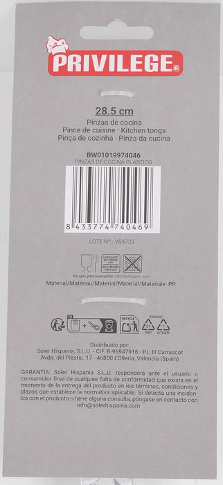 Wooow Pinzas De Cocina De Plástico 28.5 cm (36 Unidades)