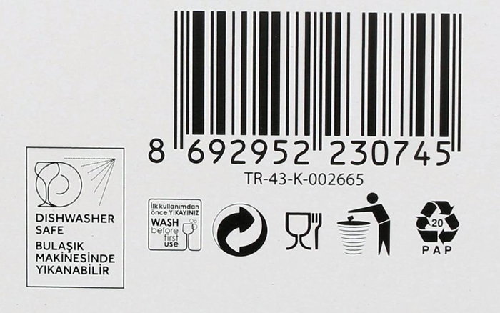 Lav Set de 6 Vasos de Agua 360 ml, Colección Assos, Vidrio, Dimensiones 17.3 x刷卡 (8 Cajas)