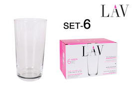 Lav Set 6 Vasos Altos 490cc Assos 14,8 cm Alto 8 cm Ancho (8 Cajas)