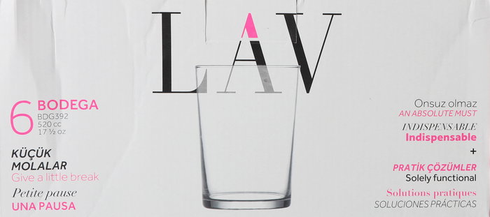 Lav Set 6 Vasos Sidra 510cc Bodega 9x9x12 cm (8 Cajas)