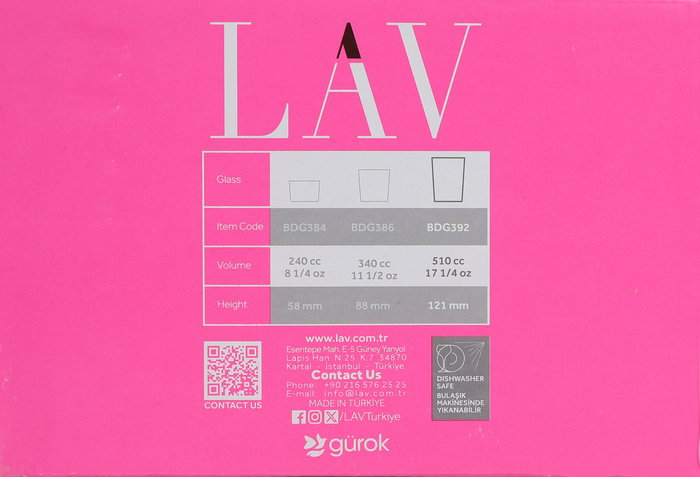 Lav Set 6 Vasos Sidra 510cc Bodega 9x9x12 cm (8 Cajas)