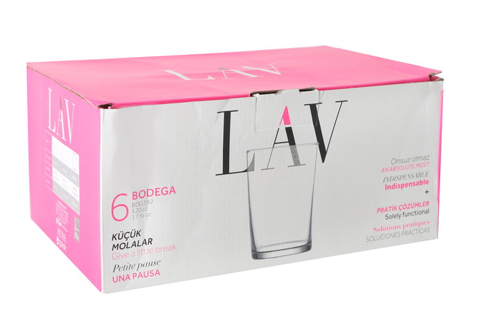 Lav Set 6 Vasos Sidra 510cc Bodega 9x9x12 cm (8 Cajas)