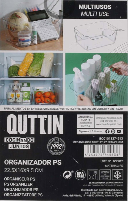 Quttin Organizador Multiusos 22,8 x 16,1 x 9,5 cm (12 Unidades)