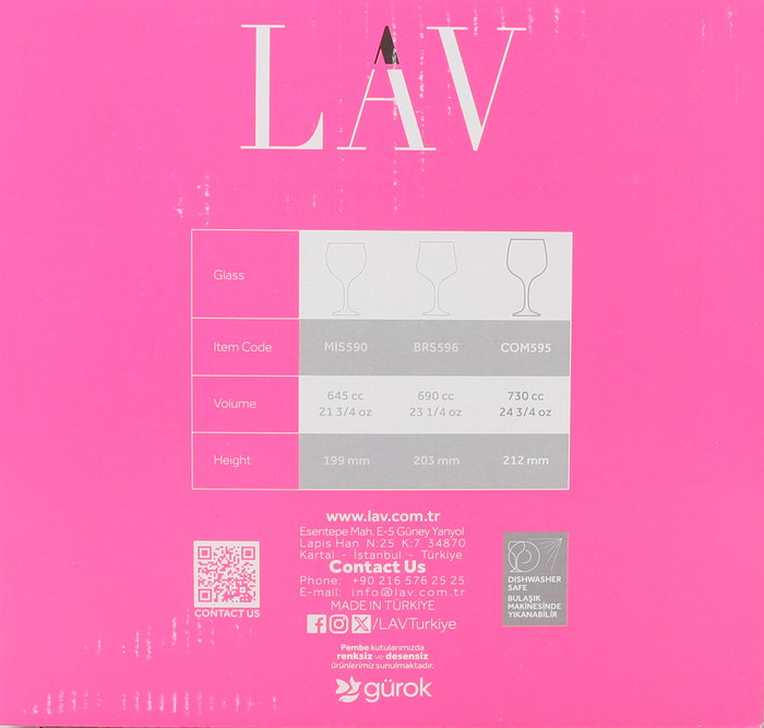 Lav Set 6 Copas Combinados Combinato 730 cc Ø9x10.5xh21 cm (4 Cajas)