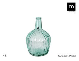 Inde Garrafa de Vidrio Rayada, 4 Litros, Color Verde Manzana, Ø 19 x 19 x 30 cm (4 Unidades)