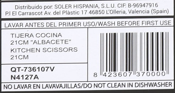 Quttin Tijera Cocina "Albacete" 21 cm (18 Unidades)
