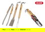 Algon BBQ Set de 3 accesorios para barbacoa, mango de madera - 6 x 3 x 37 cm (18 Unidades)