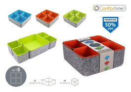 Confortime Set 5 Piezas Organizador de Fieltro, 25.2 x 25 x 10 cm (6 Unidades)