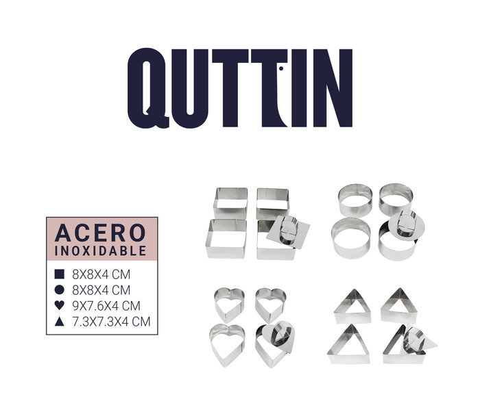 Quttin Set de 4 Moldes para Repostería con Expulsor, Incluye Variedad de Formas (12 Unidades)