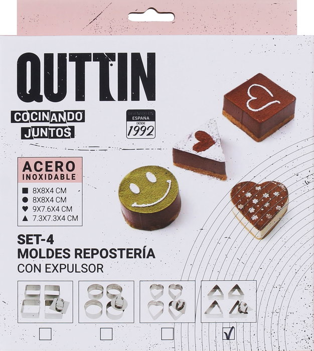 Quttin Set de 4 Moldes para Repostería con Expulsor, Incluye Variedad de Formas (12 Unidades)
