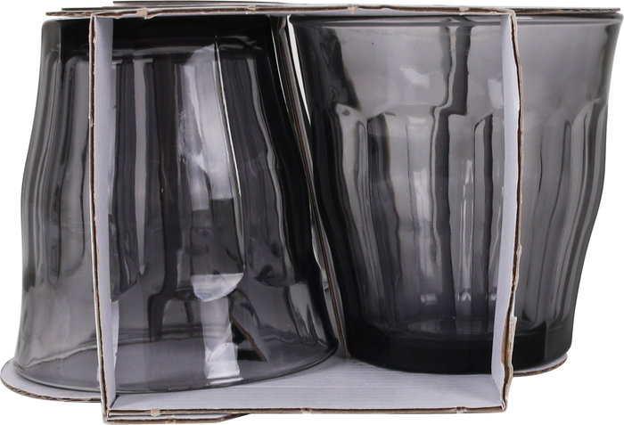 Duralex Vasos Picardie - Set de 4 vasos de vidrio templado, 31 cl (8.8 cm), color gris (12 Cajas)
