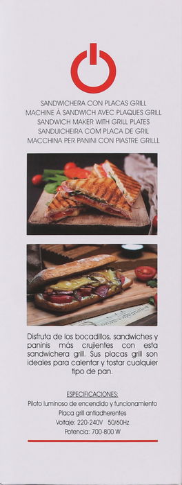 Basic Home Sandwichera Plana Blanca 700-800 W, 21.8 x 21.5 x 6.5 cm (4 Unidades)