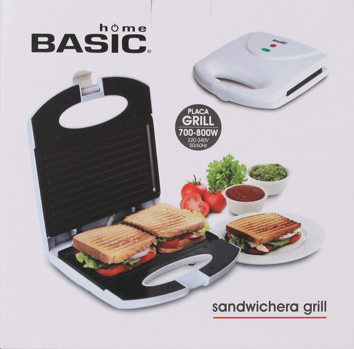 Basic Home Sandwichera Plana Blanca 700-800 W, 21.8 x 21.5 x 6.5 cm (4 Unidades)
