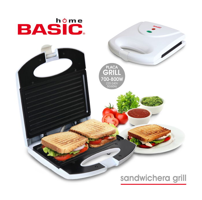 Basic Home Sandwichera Plana Blanca 700-800 W, 21.8 x 21.5 x 6.5 cm (4 Unidades) Basic Home Sandwichera Plana Blanca 700-800 W, 21.8 x 21.5 x 6.5 cm (4 Unidades)