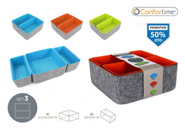 Confortime Set de 3 Organizadores de Fieltro, 25.2 cm x 25.2 cm x 10.5 cm (6 Unidades)