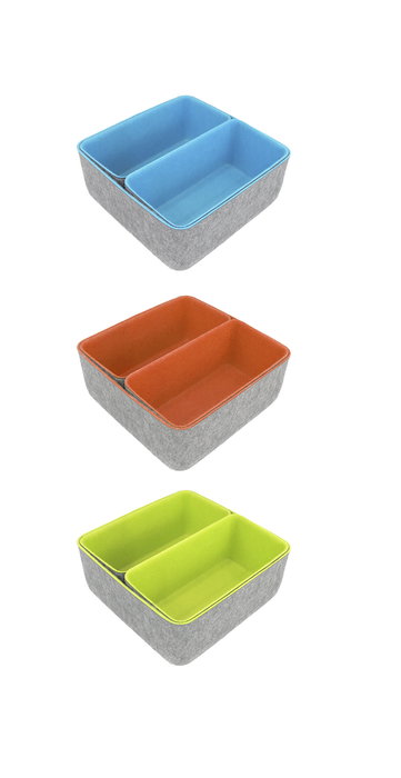 Confortime Set de 3 Organizadores de Fieltro, 25.2 cm x 25.2 cm x 10.5 cm (6 Unidades)