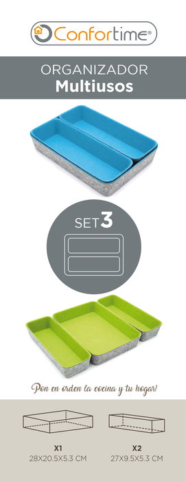 Confortime Set 3 Organizadores Fieltro 28 cm x 20.5 cm x 5.3 cm (6 Unidades) Confortime Set 3 Organizadores Fieltro 28 cm x 20.5 cm x 5.3 cm (6 Unidades)