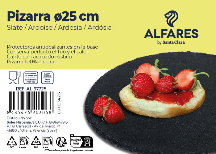 Santa Clara Plato Pizarra Ø25 cm "Alfares" (12 Unidades)