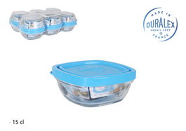 Duralex Fiambrera Cuadrada 9 x 9 x 4 cm Tapa Azul Fresh (12 Unidades)