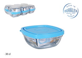 Duralex Fiambrera Cuadrada 11 cm x 11 cm x 5 cm Tapa Azul Freshbox 300cc (12 Unidades)