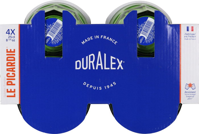Duralex Set 4 Vasos Picardie 25 cl Verdes - Vasos de vidrio templado para bebida (12 Cajas)