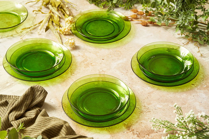 Duralex Lys Vajilla 12 Piezas Color Verde - Medidas: L23.5cm, An19.5cm, Pr19cm (2 Unidades)