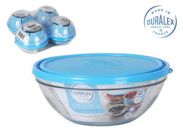 Duralex Freshbox Fiambrera Redonda Tapa Azul, Ø20 x 8.2 cm (1600 cc) (8 Unidades)