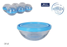 Duralex Fiambrera Redonda 12 cm x 5 cm con Tapa Azul (12 Unidades)