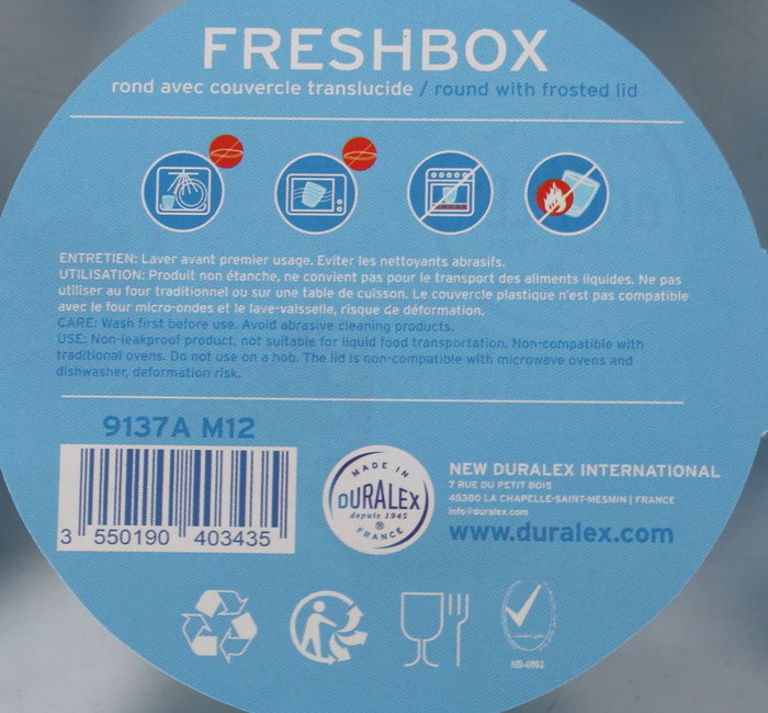 Duralex Fiambrera Roja Freshbox 50cl con Tapa Transparente