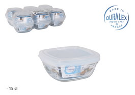 Duralex Fiambrera Cuadrada Transparente Freshbox 9 cm con Tapa (12 Unidades)