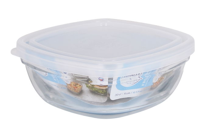 Duralex Fiambrera Freshbox Transparente Cuadrada con Tapa, 11.5 x 11.5 x 5 cm, Para Almacenar Alimentos (12 Unidades)