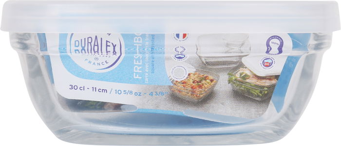 Duralex Fiambrera Freshbox Transparente Cuadrada con Tapa, 11.5 x 11.5 x 5 cm, Para Almacenar Alimentos (12 Unidades)