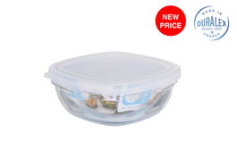 Duralex Fiambrera Freshbox Transparente Cuadrada con Tapa, 11.5 x 11.5 x 5 cm, Para Almacenar Alimentos (12 Unidades)