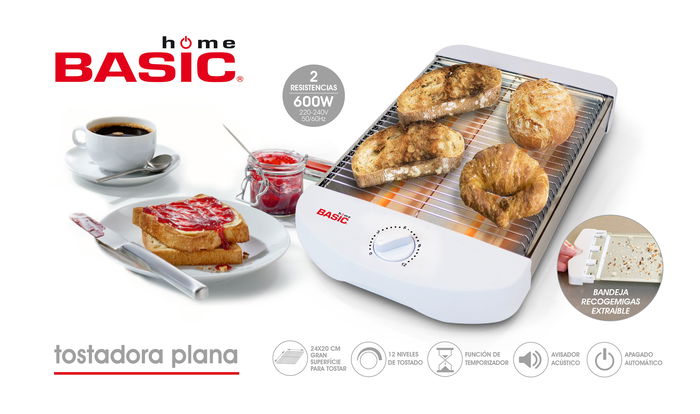 Basic Home Tostadora Plana 560W 36x26x9.3 cm (4 Unidades) Basic Home Tostadora Plana 560W 36x26x9.3 cm (4 Unidades)