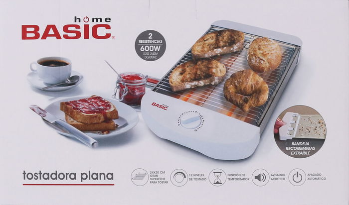 Basic Home Tostadora Plana 560W 36x26x9.3 cm (4 Unidades)