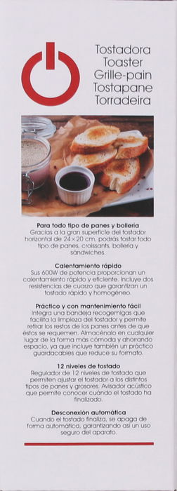 Basic Home Tostadora Plana 560W 36x26x9.3 cm (4 Unidades)