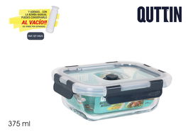 Quttin Fiambrera Rectangular con Tapa Vacío 16 x 12 cm 375 cc (12 Unidades)