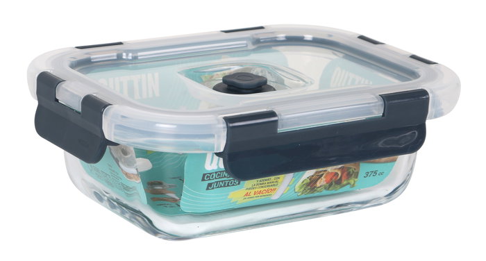 Quttin Fiambrera Rectangular con Tapa Vacío 16 x 12 cm 375 cc (12 Unidades)