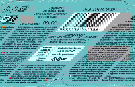 Quttin Fiambrera Rectangular con Tapa Vacío 16 x 12 cm 375 cc (12 Unidades)